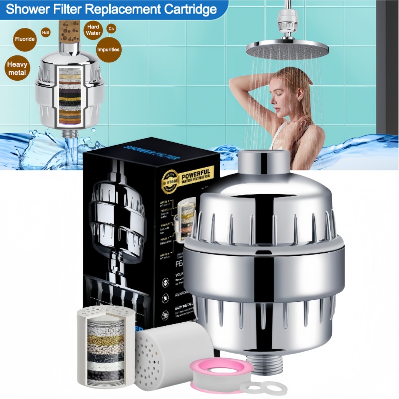 Shower Valve Cartridge - 15/20 ขั้นตอนตัวกรองหัวฝักบัวเอาต์พุตสูงสําหรับน้ํากระด้างตลับหมึกแบบถอดเปลี่ยนได้น้ํา Softener เพื่อขจัดคลอรีนและฟลูออไรด์