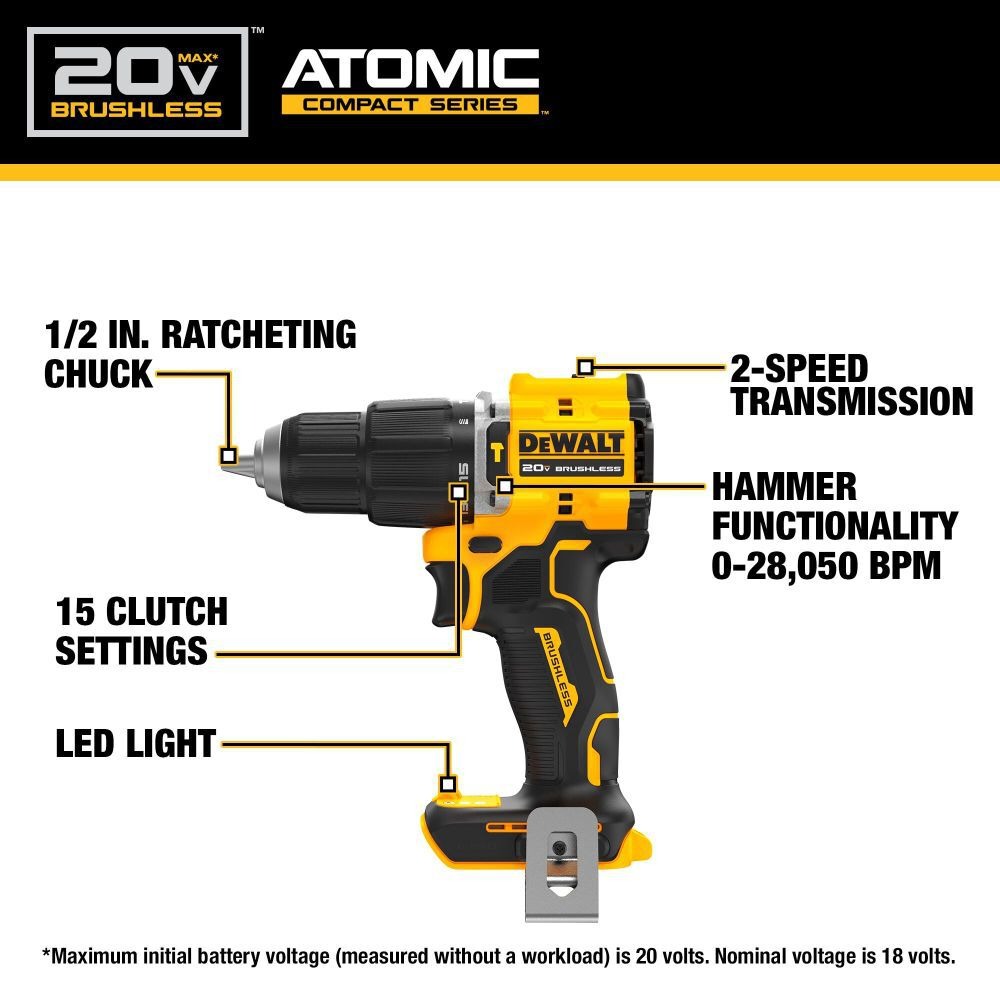 DEWALT DCD799 ATOMIC 20V MAX*  - Dewalt Drill Atomic 20V บทวิจารณ์และราคา